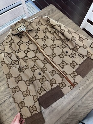 Gucci Monogram Jumbo GG Canvas Cotton Jacquard Jacket Full Zip