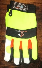 New Superior Glove HI Vis Clutch Gear A5 Size 2XL Work Gloves Leather Palms 5PR