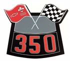350 Flags Chrome Air Cleaner Decal Chevy Camaro Chevelle Nova Truck Caprice