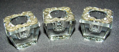 3 Kristallglas Kerzenhalter mit 835er Silbermontierung - Bild 1 von 4