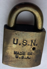 Vintage UNITED STATES NAVY USN SARGENT Brass Padlock Lock Made in USA NO KEY