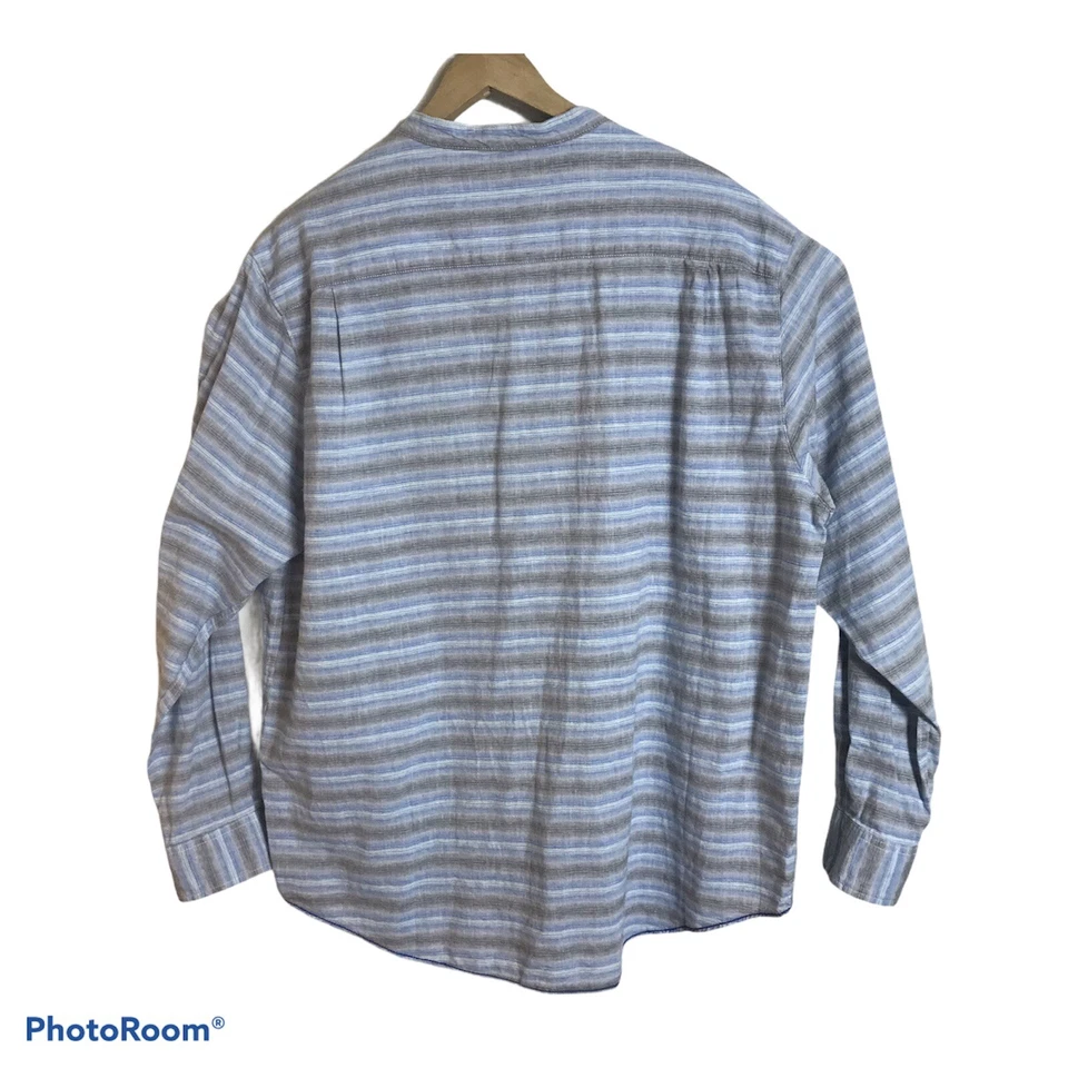 Camisa CARIBEAN Para Hombres GRANDE 2XB Cuello con Bandas Manga Larga Mezcla de Lino Tropical $89 Foto 4 de 4