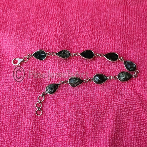 Natural Seraphinite 925 Sterling Silver Handmade Women's Bracelet Jewellery M428 - Picture 3 of 3
