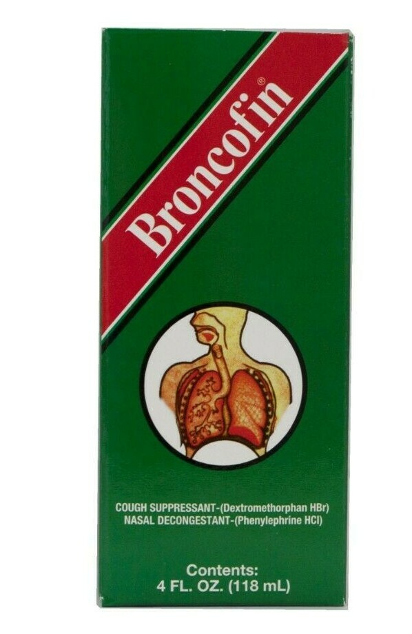 Broncodin Tablets Broncofin Nasal Decongestant and Cough Suppressant, 4 fl oz Exp. 09/ ...