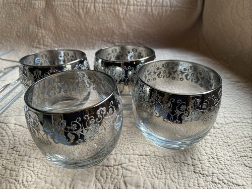 Set Of 8 Vintage Silver Fade Roly Poly Rocks Glasses MCM with Carrier - Picture 18 of 24