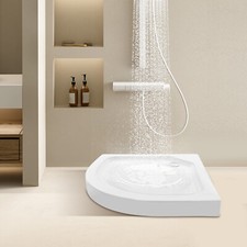 White Shower Base , Anti-Skid, Center Drain, Single Threshold 3-Wall Install