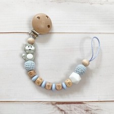 Dummy chain dummy chain with name silicone wood light blue grey white beige