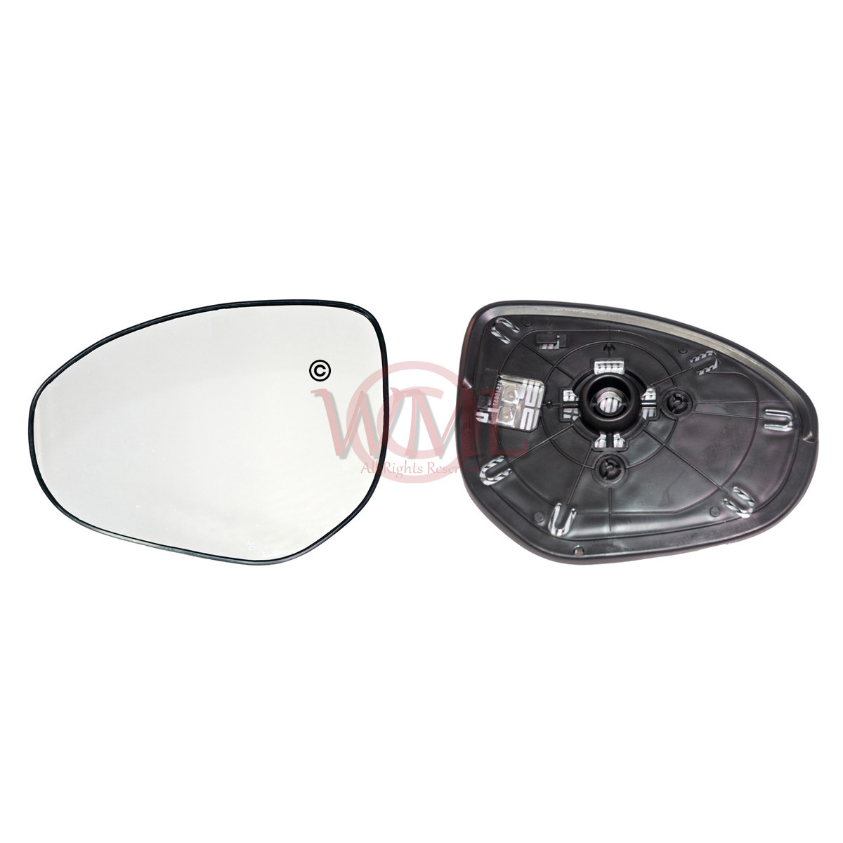 MAZDA 2 2007->2014 DOOR/WING MIRROR GLASS SILVER CONVEX,HEATED & BASE,LEFT SIDE