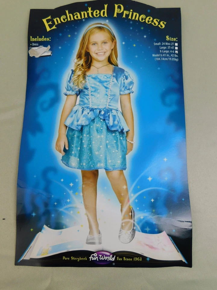 Fantasia de Halloween princesa encantada infantil menina Cinderela azul 4-6 XL #5137 - Imagem 2 de 4