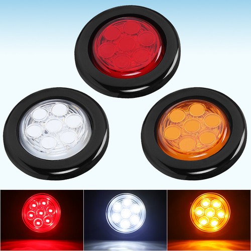 8X 2"in Marker Lights LED Truck Trailer Round Side Light Amber Clearance Grommet - Picture 7 of 10