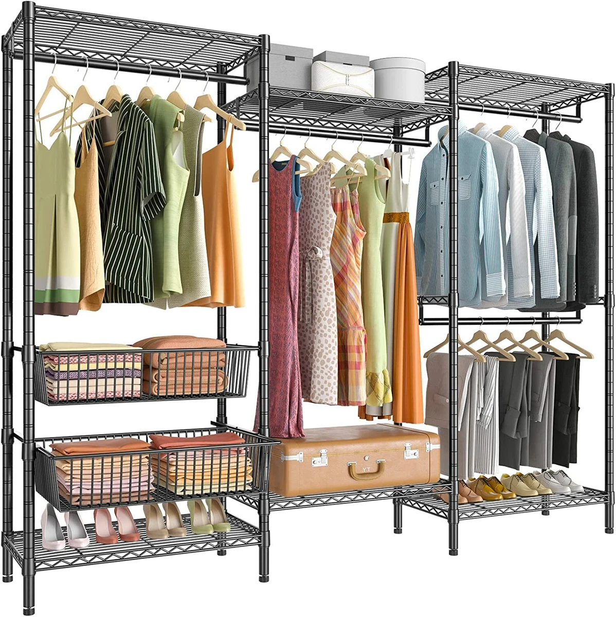 Raybee Freestanding Closet Organizer Heavy Duty with Wooden