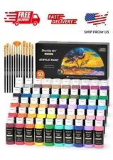 Shuttle Art Acrylic Paint, 50 Colors Acrylic Paint Set, 2oz/60ml Bottles
