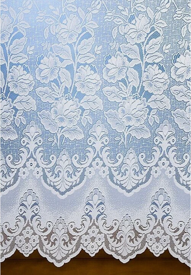 ANKARA THICK WHITE FLORAL LACE NET CURTAIN - SOLD BY WIDTH -PRIVACY-FREE POSTAGE - Image 3 of 3