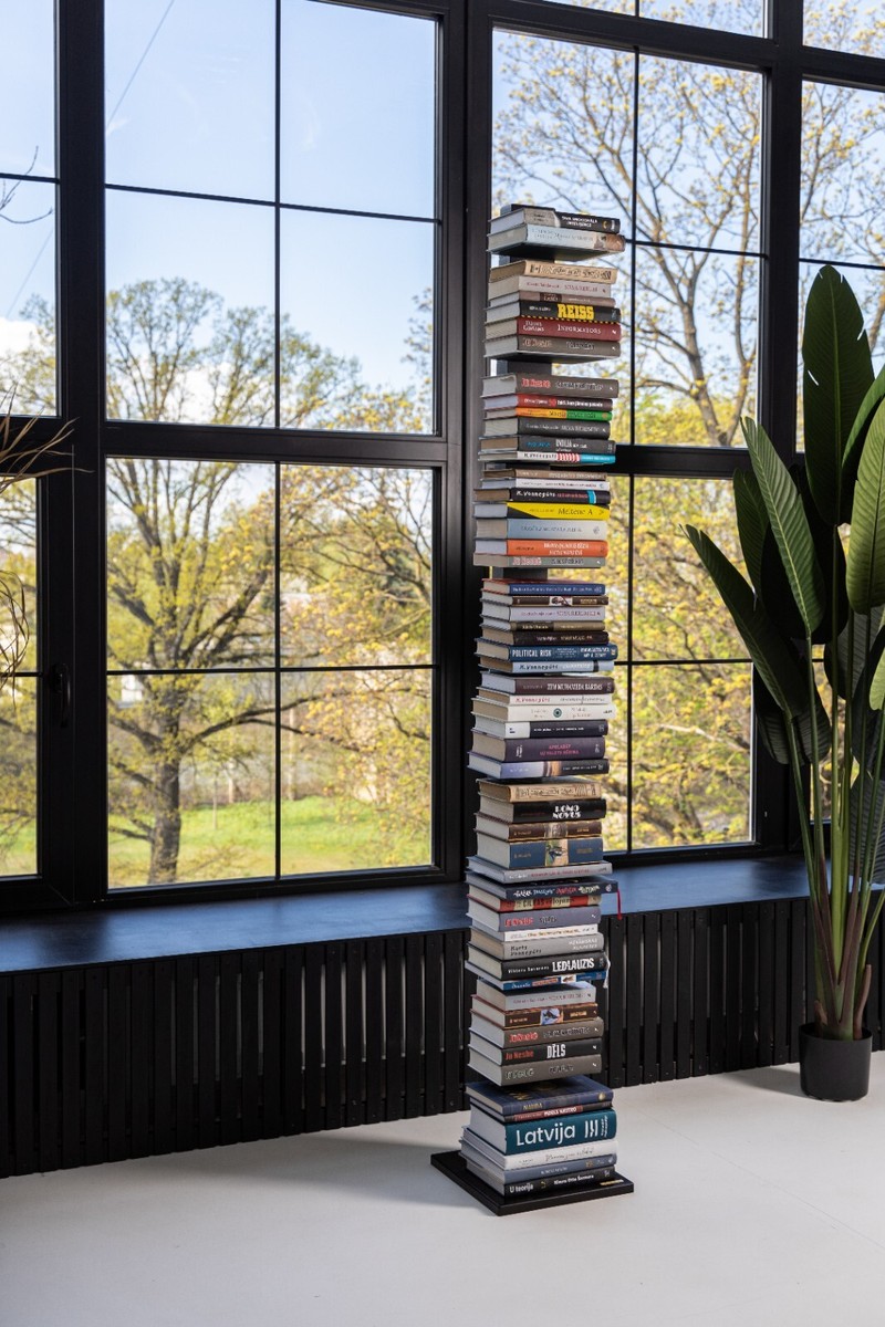 Anthracite & Dark Oak Spine Book Shelf, Book Tower Invisible Anthracite & Dark Oak Spine Book Shelf, Book Tower Invisible