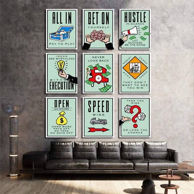 REGRET Monopoly Motivation Success Work Game Home Wall Decor POSTER CANVAS ed3