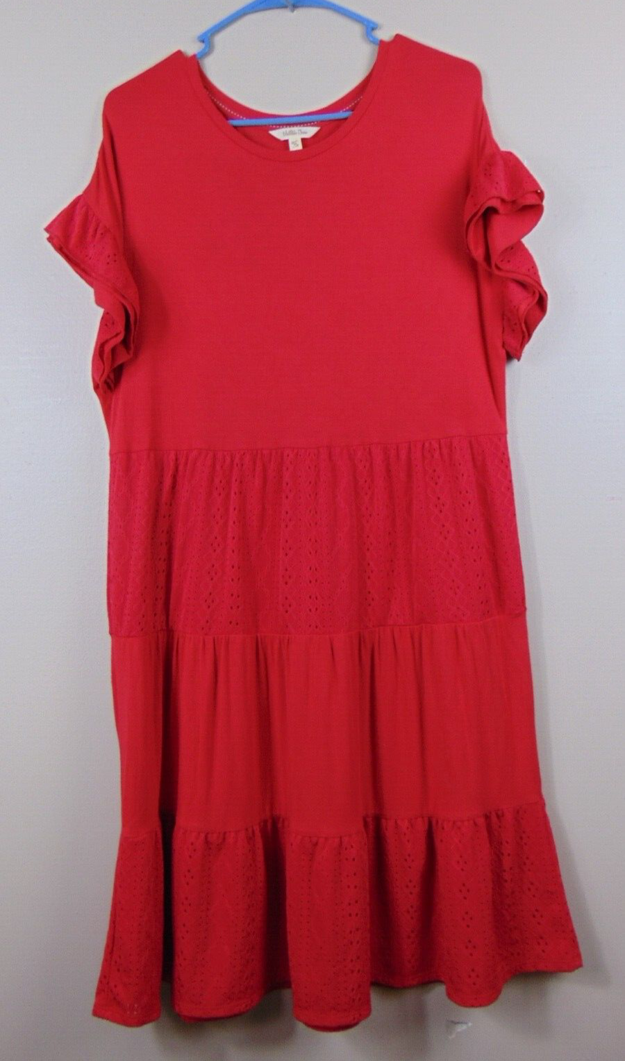 Matilda Jane Dress Women's Medium Enchanted Garden Red Eyelet Layered Lined M