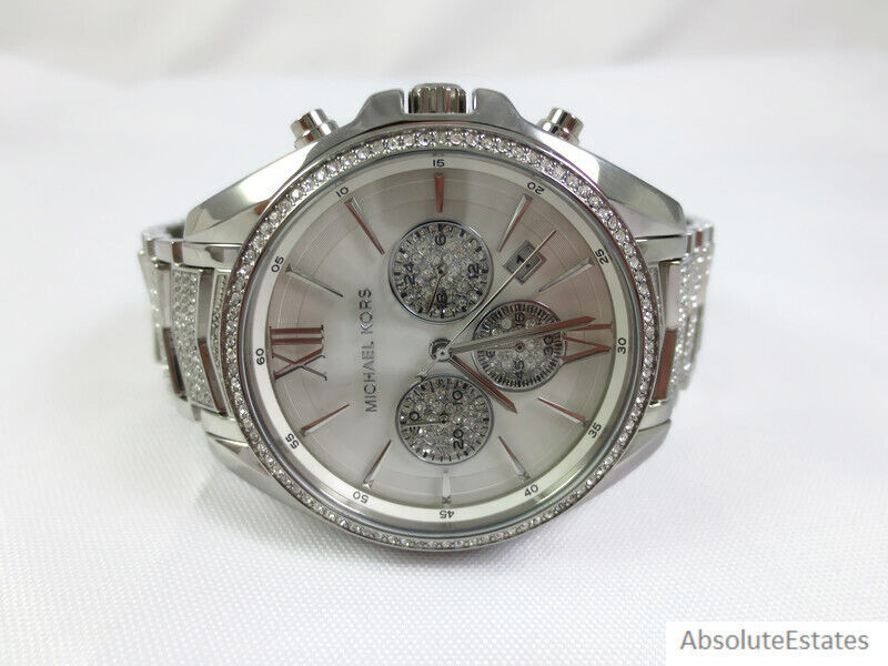 NEW Michael Kors Whitney Crystal Glitz Silver Chronograph NEW Michael Kors Whitney Crystal Glitz Silver Chronograph