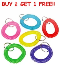 LOT OF 12 SPIRAL KEYCHAINS KEY CHAIN WRIST COIL CHAINS ELASTIC FREE DOZEN!!