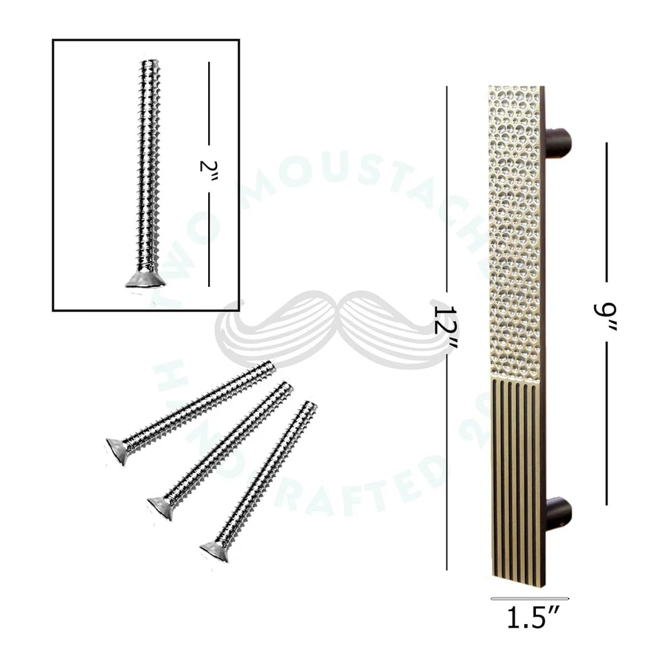 Set of 2 Antique Look Luxurious Dew Drops & Stripes StyleBrass Door Handle Pair - Image 3 of 4