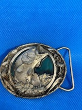 VINTAGE 1986  LARGE MOUTH BASS  FISHING Bergamot Brass Works BELT BUCKLE