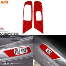 Red Carbon Fiber Window Lift Switch Panel Cover For Chevrolet Corvette C8 20-25