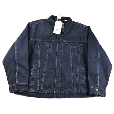 Levis Jacket Mens XL Blue Denim Jean Coat Button Up Long Sleeves Pockets NWT