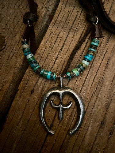 SOLD Reversible Naja Pendant Necklace w Natural Turquoise Catalog Artist