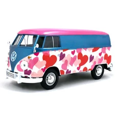 1962 Volkswagen T1 Type 2 Van 1:24 Scale Diecast w/ Hearts by Motor Max (No Box)