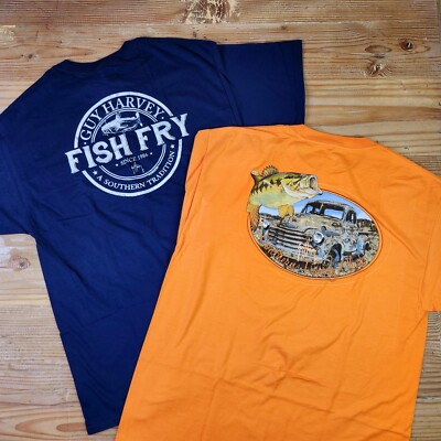 GUY HARVEY Fishing T Shirts Mens Size Large Bass Southern NEW Lot Of 2 