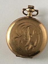 VTG 1913 ELGIN YELLOW GOLD FILLED POCKET WATCH Sz Os MONOGRAMM Full Hunter DsVa
