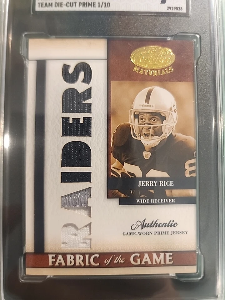 Parche Jerry Rice Fabric Of The Game 2008 certificado hoja usado 3 colores 1/10 SGC 9 Foto 2 de 4
