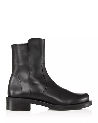 $650 STUART WEITZMAN 5050 Bold ZIP ankle boots BLACK LEATHER 8.5 (PB37)
