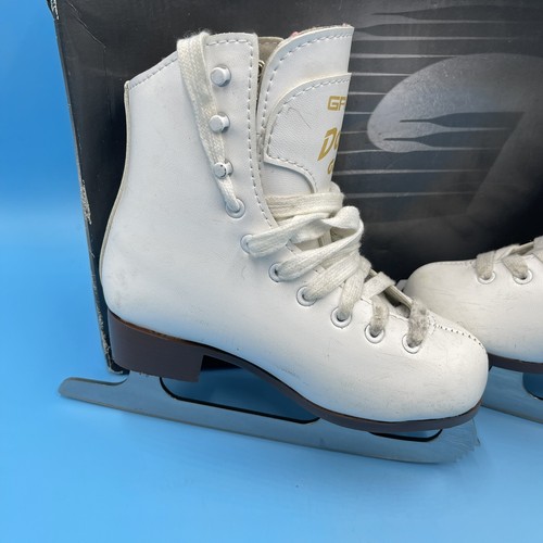 Graf Davos Gold Junior Girls White Leather Figure Ice Skates - Size 30 / UK 12 - Picture 2 of 16