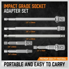 6PCS Impact Grade Socket Adapter Set 1/4", 3/8",1/2" Drive Drill Socket Adapters