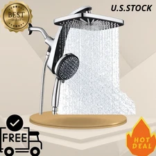 High Pressure Rain Shower Head with Handheld, 10 Spray Combo, Magnetic Dock