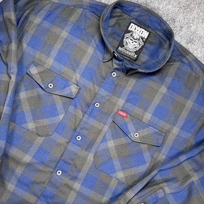 Dixxon Flannel Mens Roughneck Button Up Shirt Long Sleeve Sz 5X Plaid Blue Gray