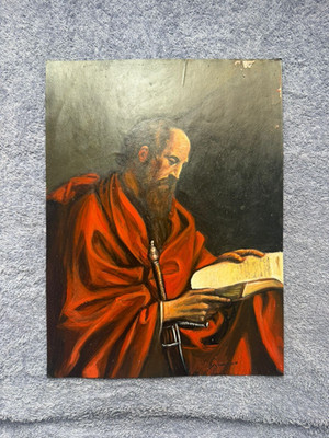 GUERCINO painting drawing on old paper signed stamped