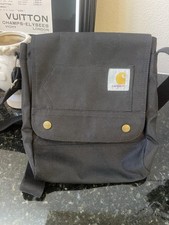 Carhartt Crossbody Bag Mens Small Black Canvas Snap Flap Workwear Pockets