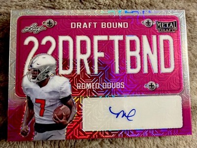 ROMEO DOUBS Packers/Patriots 2022 Leaf Draft Bound Metalized Sparkles AUTO #3/7