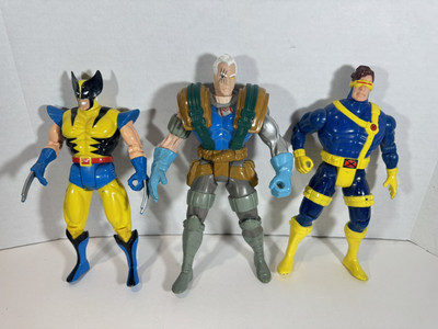 3 X-Men Deluxe 10  Action Figure 90 s Marvel Toy Biz - Cyclops, Cable, Wolverine