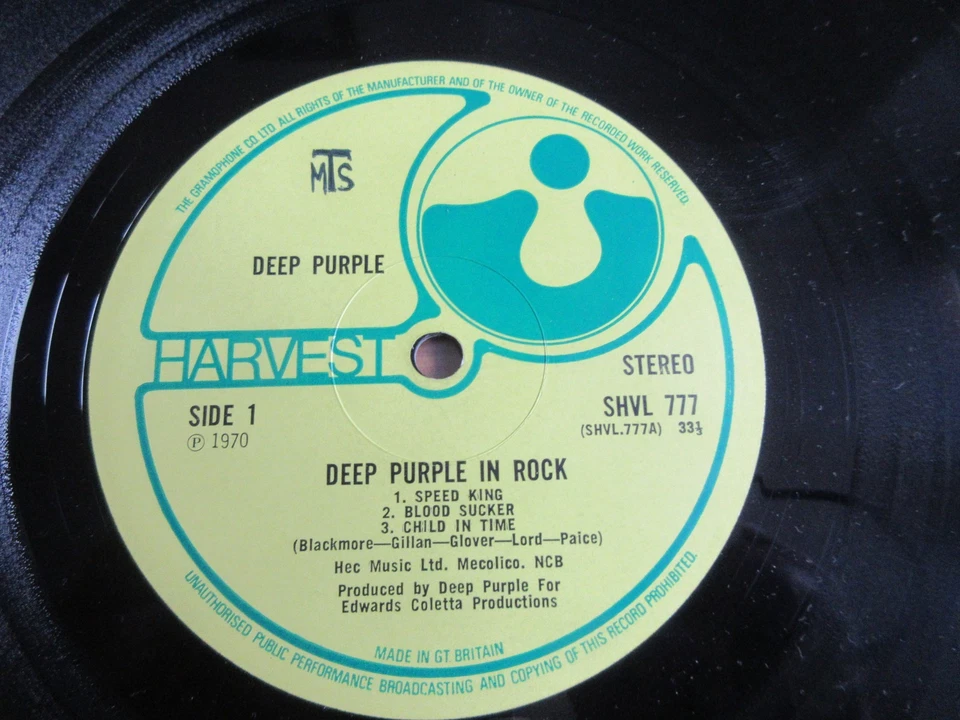 DEEP PURPLE DEEP PURPLE IN ROCK LP 1ST PRESS NO EMI HARVEST G/F UK LP 1970 A2/B1 - Image 4 of 4