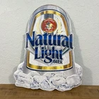 Vintage 1990 Natural Light Beer Anheuser Busch Embossed Metal Promo Sign