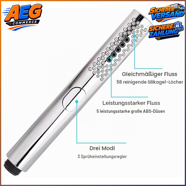 Handbrause Hochdruck Wassersparend Duschkopf 3 Funktionen Chrom FüR Badezimmer-image