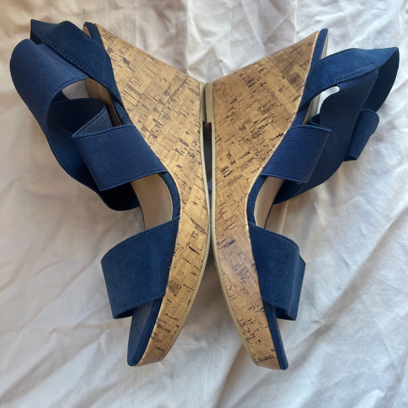 American Eagle Women Wedge Sandals blue Elastic Strap Size 7 1/2 Stretch NWT 7.5 image 4