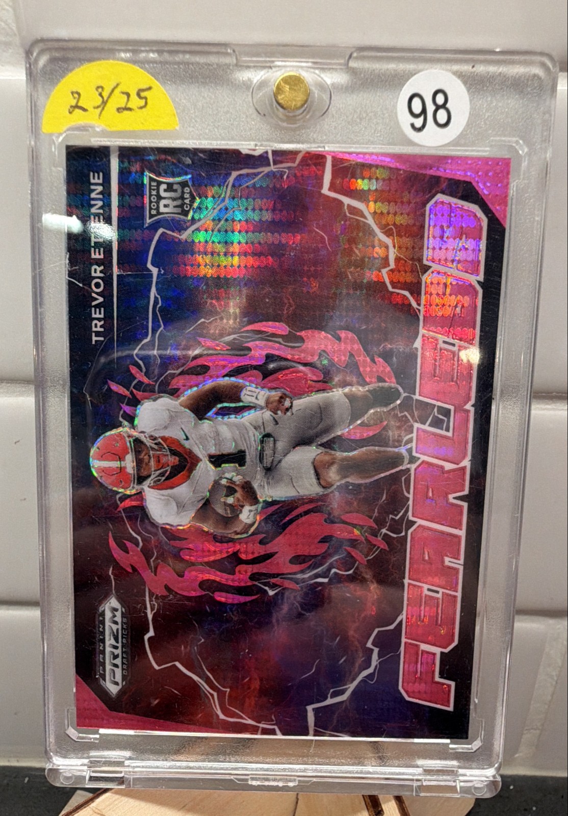 2025 Panini Prizm Draft Picks -  Trevor Etienne Neon Pink Pulsar Prizm /25 (RC)