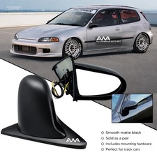 For 92-95 Honda Civic Eg 2dr 3dr Spoon Style Matte Black Power Side Mirrors
