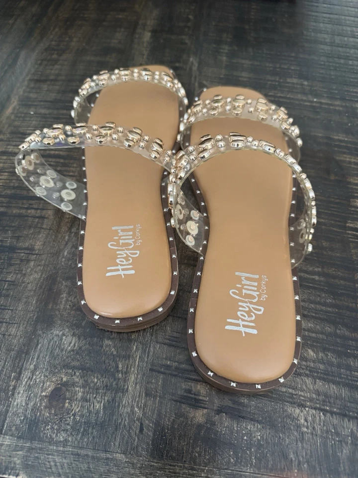 Sandalias transparentes de doble toma para dama de Corky’s. Talla 10. Foto 3 de 4