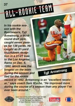 1993 Upper Deck #37 Tyji Armstrong NM - Image 2 of 2