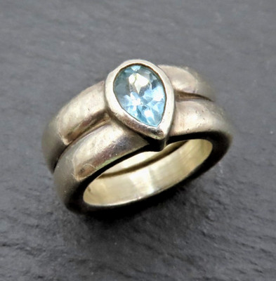 Statement Designer Ring 925 Sterling Silber Blautopas Mendel Rahm Schweiz schwer