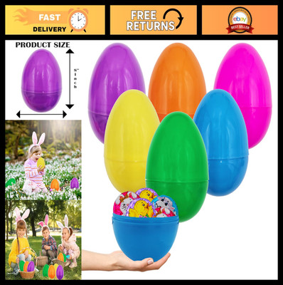 Massive 8'' Colorful Fillable Easter Eggs - Plastic, Assorted Colors, 12-Pack